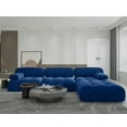 thumbnail image 5 of Magic Home Modular Sectional Sofa,L-Shaped Sofa Velvet Couch,3-Seat Sofa with Ottoman Convertible Sofa Set for Living Room,Blue, 5 of 10