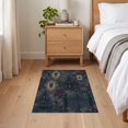 thumbnail image 3 of ODIKA 2'x3' Ultra-Soft Accent Mat, Dark Blue Gold Victorian Elegance Gothic with Floral Accents Washable, Bare feet friendly, Easy Care Indoor rug for Bedside, Footrest, 3 of 7