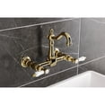 thumbnail image 4 of Kingston Brass KS2442BPL Bel-Air Double-Handle Wall-Mount Bridge Kitchen Faucet, Polished Brass, 4 of 7