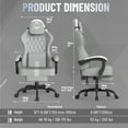 thumbnail image 2 of SOONTRANS Ergonomic Gaming Chair with Footrest, Adult Office Chair with Pocket Spring Cushion, Comfortable Gamer Game with Massage Lumbar Cushion Linen Fabric, Reclining Computer Chair, Grey & White, 2 of 10