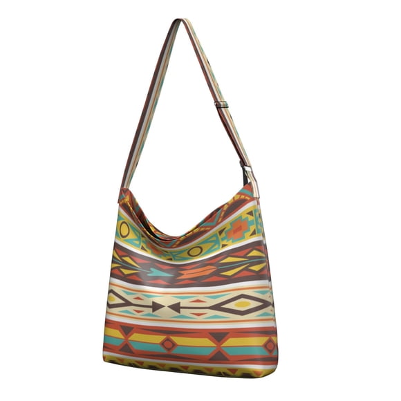 Sac Bandoulière en Toile à Carreaux – Style Rustique avec Style Tribal, Artistique et Écologique