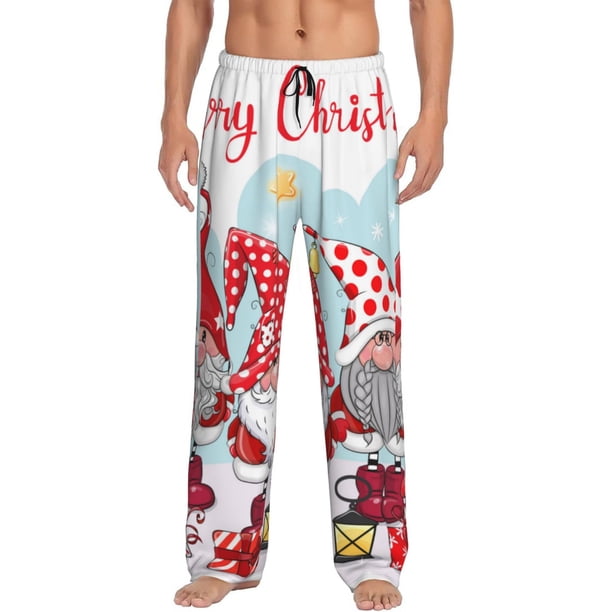 Fotbe Christmas Pantalones de Pijama para Hombre, Pantalones de Dormir, Pantalones de Casa con Cintura Ajustable y Bolsillos-Small