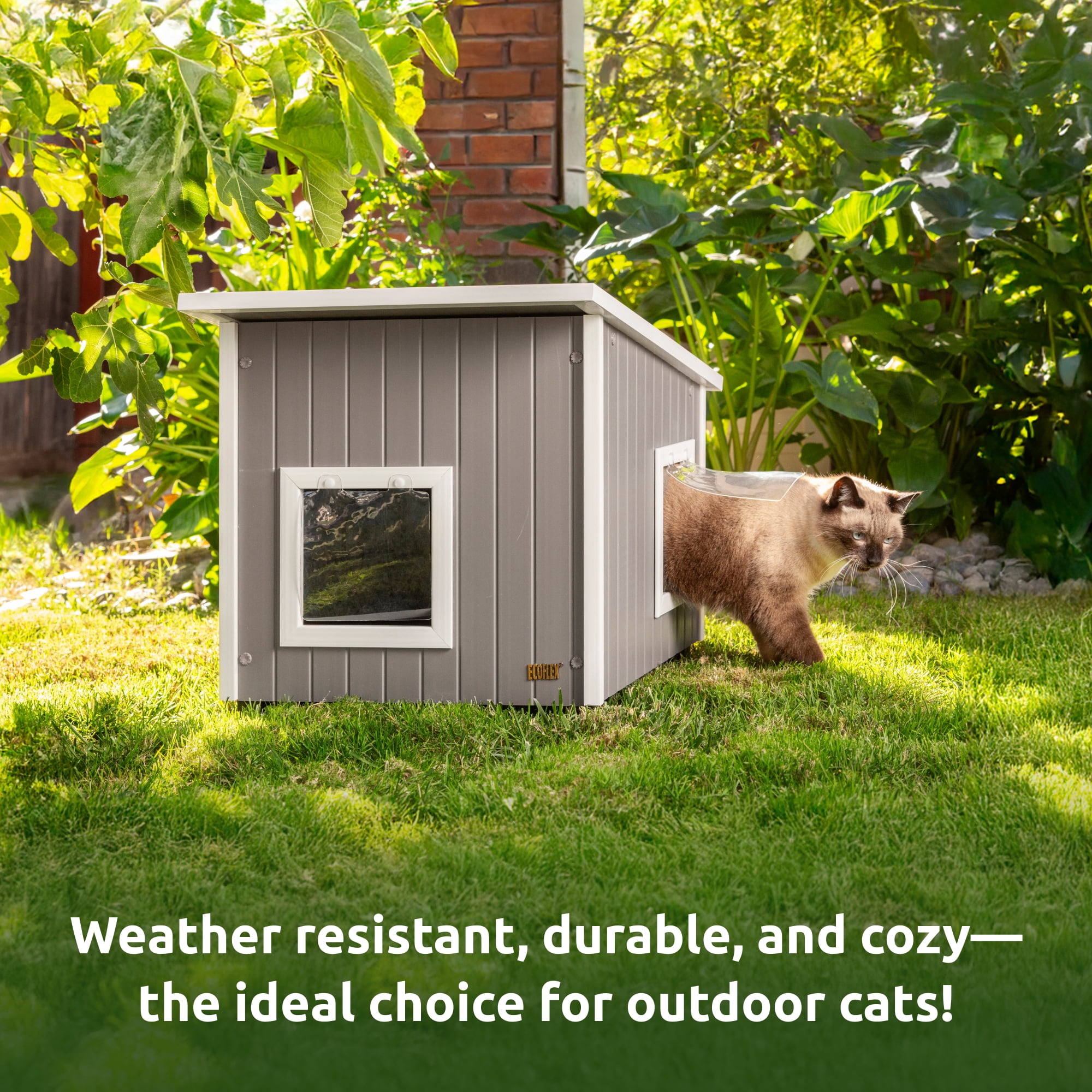 New Age Pet® ECOFLEX® Outdoor Cat House X Large Weather Resistant, Raised Floor
