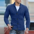 thumbnail image 2 of Mens Cable Knit Cardigan Sweater Shawl Collar Loose Fit Long Sleeve Casual Cardigans, 2 of 5