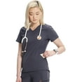 thumbnail image 2 of Cherokee Infinity Women's V-Neck Scrub Top with Kangaroo Pocket, High-Low Hem IN620A, S, Pewter, 2 of 5