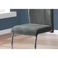 thumbnail image 2 of Gray Faux Leather Dining Chair Set of 4, Chrome Metal Legs Dining Room Kitchen Chair Set, 2 of 5