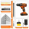 thumbnail image 3 of Orange 20V Power Drill Set,Electric Drill Cordless with Battery and Charger,3/8-Inch Keyless Chuck, Variable Speed,with Drills Bits Set ﻿, 3 of 9