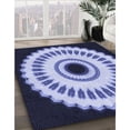 thumbnail image 3 of Ahgly Company Machine Washable Indoor Square Transitional Lapis Blue Area Rugs, 7' Square, 3 of 7