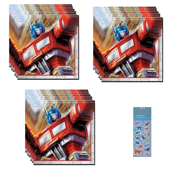 Transformers Birthday Party Supplies Bundle includes Lunch Paper Napkins - 48 Count