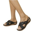 thumbnail image 4 of Juebong Wedge Slide Sandals for Women Dressy, Comfortable Orthopedic Walking Slippers with Arch Support Anti-Slip Breathable Sandal Vintage Slip On Sandals Women Dressy Summer Flat Casual Sandal, 4 of 5