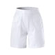 thumbnail image 5 of Pantalones cortos casuales de cintura alta para mujer - Cintura elástica, corte holgado, mezcla de algodón, liso, 5 of 6
