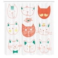 thumbnail image 2 of Ambesonne Cat Shower Curtain, Moustache Fish Faces Print Art, 69"Wx84"L, Burnt Sienna, 2 of 4