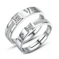 thumbnail image 1 of 2Pcs/set Men Women Couples Rings Wedding Wedding crystal rings Party Crystal Letters Cuff Ring Love Matching Jewelry, 1 of 7
