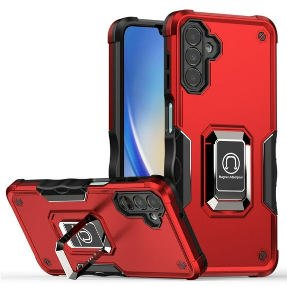 Military Grade Shockproof Hybrid Armor Case with Ring Grip for Samsung Galaxy A15 5G - Red