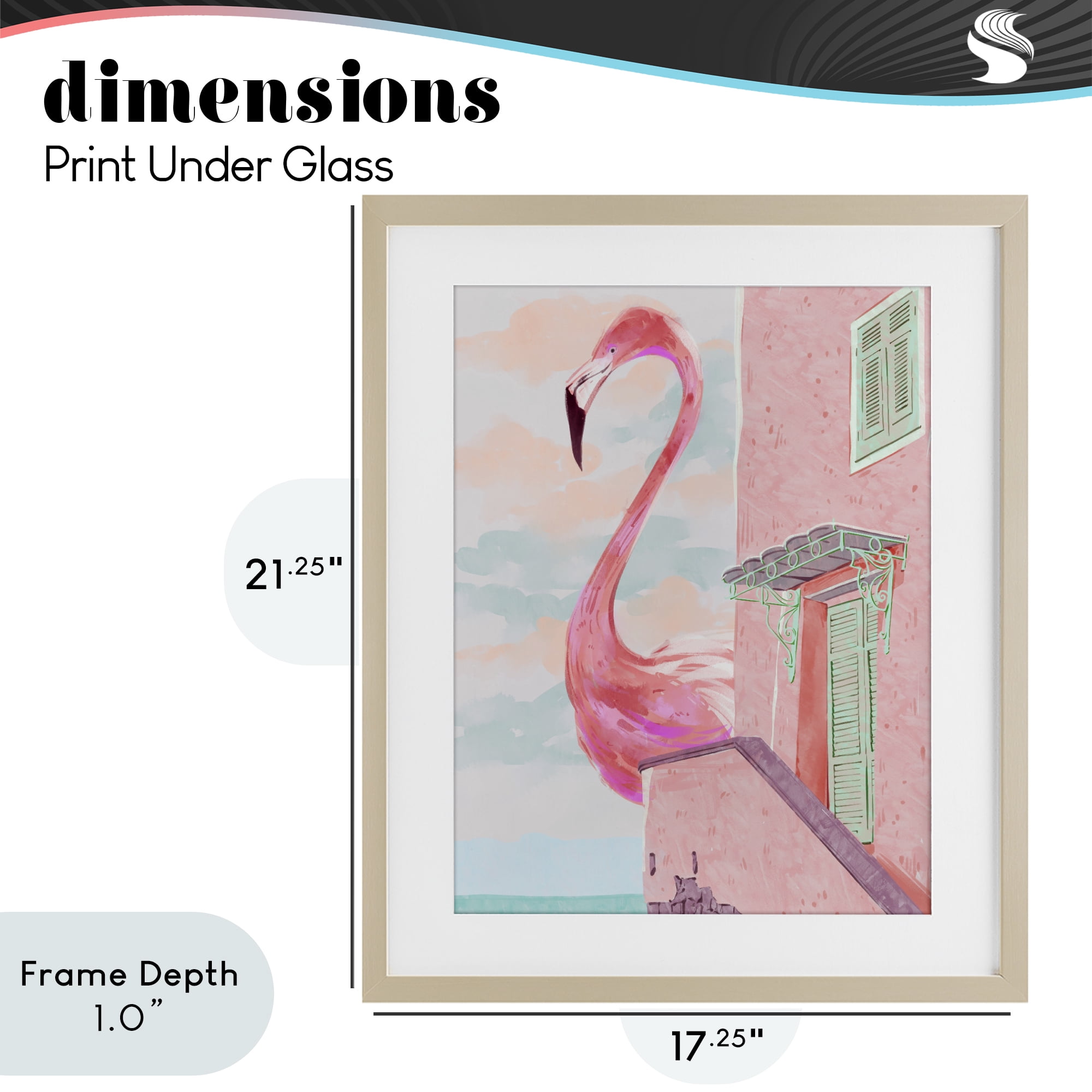 Stupell Industries Giant Flamingo with Seaside Balcony Birch Framed Print Under Glass, design by Ziwei Li