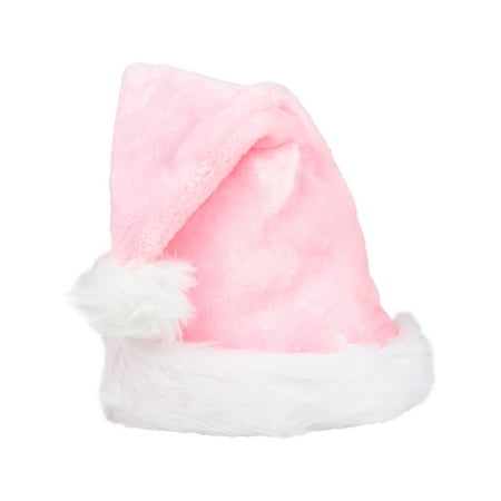 Trim Santa - Christmas Pink Plush Faux Fur Trim Santa Hat Costume Accessory