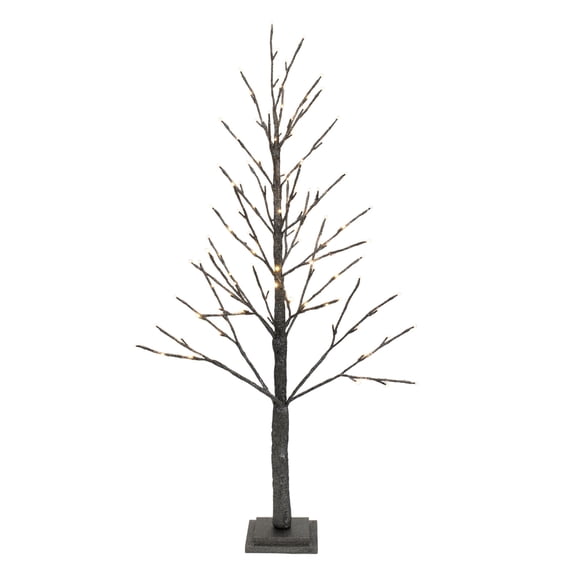 Melrose LED Lighted Glittered Christmas Twig Tree - 4' - Black and Silver