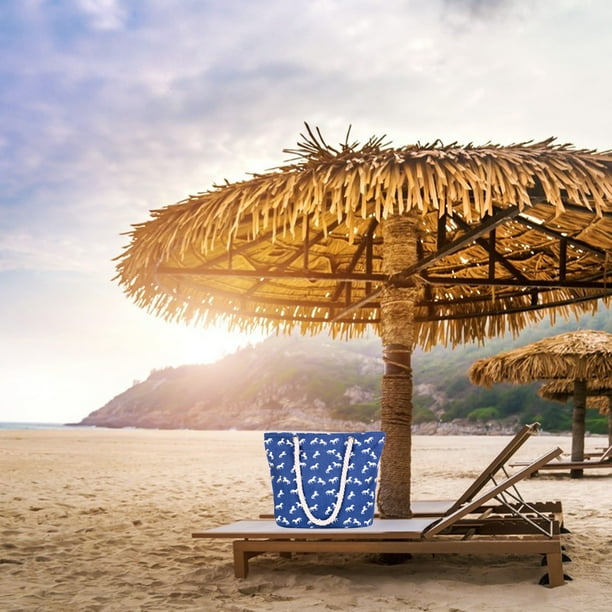 Bolso de playa grande con estampado de caballos, ideal para el verano. Bolso tote grande con cremallera, bolso de hombro, bolso de lona para viajes. Estilo portátil, plegable, estampado de