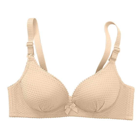 Hrsba No Underwire Bra,Solid Color Supportive Push Up Breathable Lightweight Regular Wear Intimates for Women