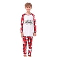thumbnail image 3 of Meichang Christmas Family Pajamas Matching Set Long Sleeve Letters Print Top with Plaid Pants Sleepwear 2 Piece Holiday Xmas PJs, 3 of 10