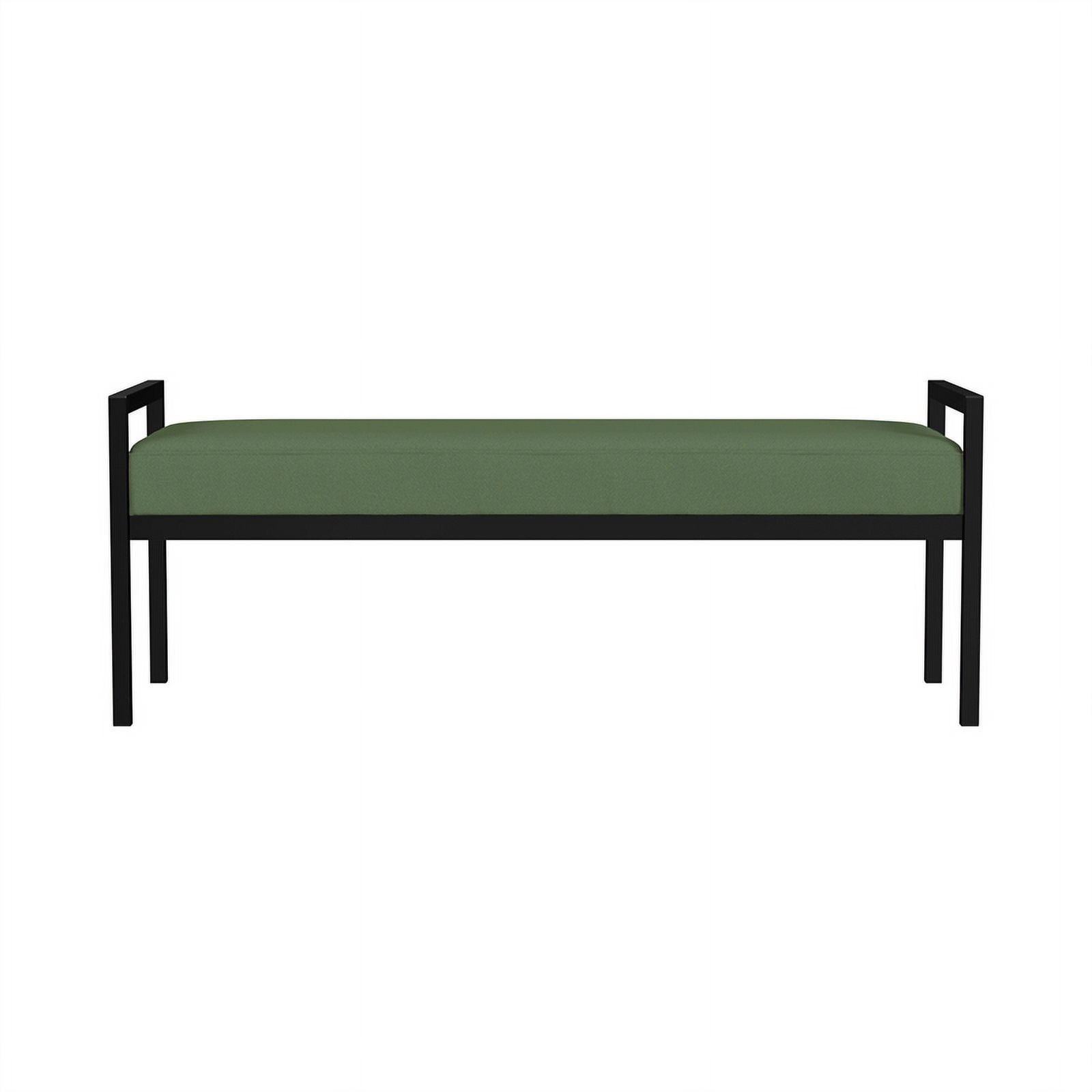 HomePop Modern Metal & Velvet Bench, 49.5"W x 17.25"D x 19"H, Loden Green/Black