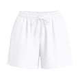 thumbnail image 4 of Delayuji Women's Short Solid Color Loose Breathable Elastic Tie Up Cotton Linen Shorts For Women Summer, 4 of 7