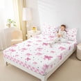 thumbnail image 3 of Erosebridal Girly Cute Bowknot Bed Sheets,Pink Plaid Print King Sheets For Kids 4pcs, 3 of 6
