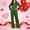 Army Green, variant on Womens 2 Pieces Pjs Sets Pajamas Heart Bow Print Silk Pjs with Pants Feather Trim Long Sleeve Shirt Pj Pants Lounge Set Loose Fit Pants 2 Pacs Lounge Set