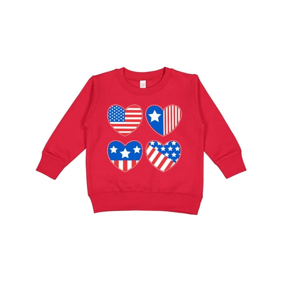 Inktastic Fourth of July American Flag Hearts Toddler Sweatshirt