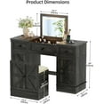 thumbnail image 2 of Farmhouse Vanity Desk with Flip Top Mirror and Lights, Makeup Vanity Table with 2 Adjustable cabinets,2 Drawers and Hidden Storage Stool, Charging Dressing Table Set for Bedroom,Rustic Oak, 2 of 9