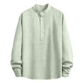 thumbnail image 4 of Rvwovn Men's Loose Fit Mandarin Collar Shirt - Casual Striped Half-Placket Long Sleeve Blouse, 4 of 6
