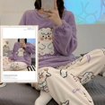 thumbnail image 1 of Conjuntos de Pijama de dibujos animados Kawaii para Mujer, ropa de dormir de franela a cuadros, trajes de noche para niña, ropa de casa para Otoño e Invierno, 1 of 4
