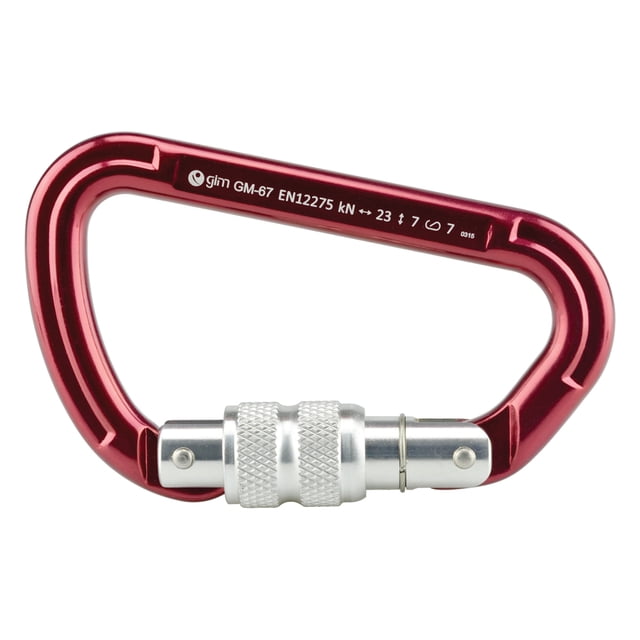 Mosqueton De Aluminio Gim Sports Tipo D Con Seguro 23Kn