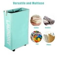 thumbnail image 7 of Unique Bargains Laundry Basket with Wheels 27" Tall Rolling Laundry Basket with Handle for Corner Dorm Green, 7 of 7