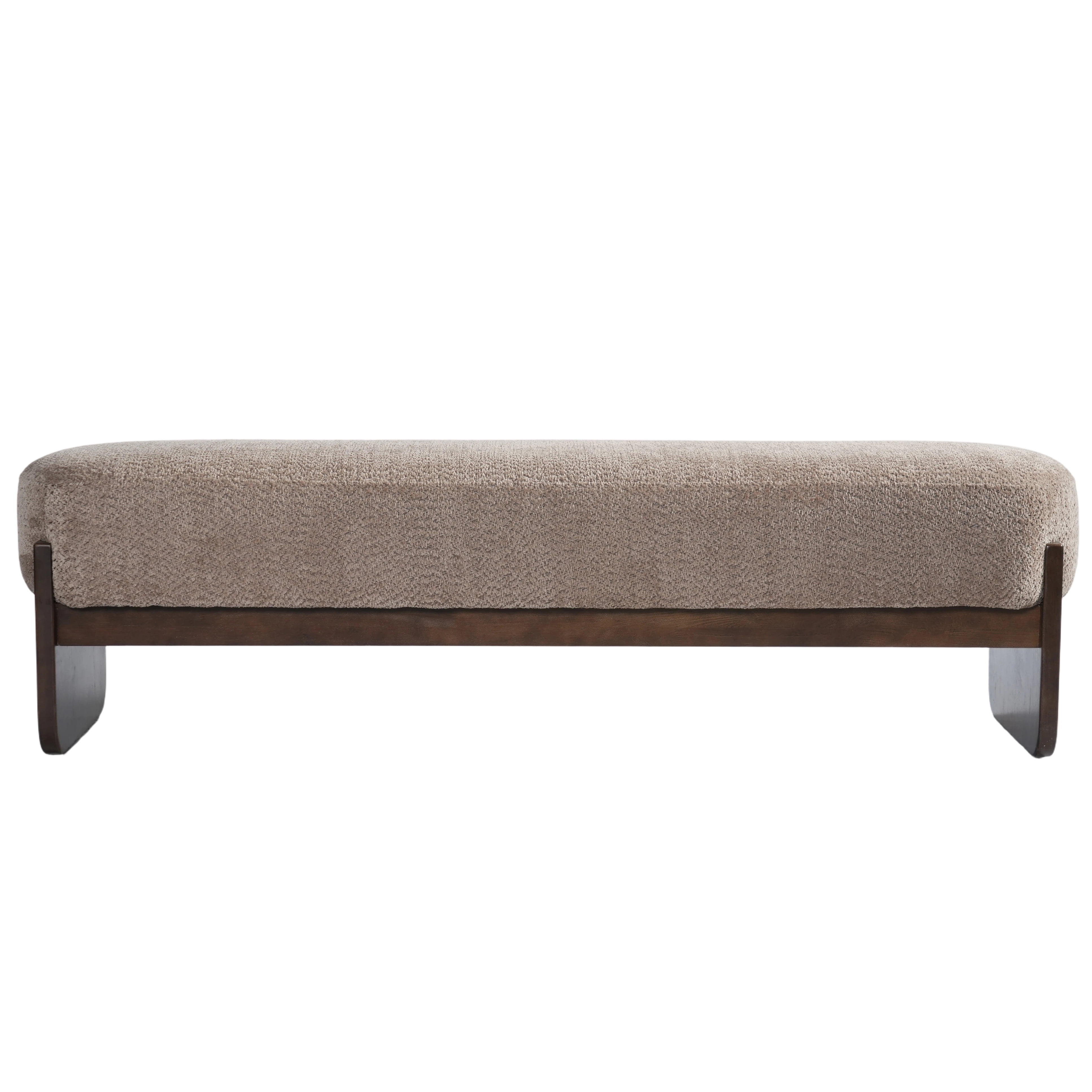 Euroco 64" Rectangular Loop Yarn Fabric Ottoman Bench,Entryway Bench, End of Bed Bench for Living Room, Bedroom,Brown