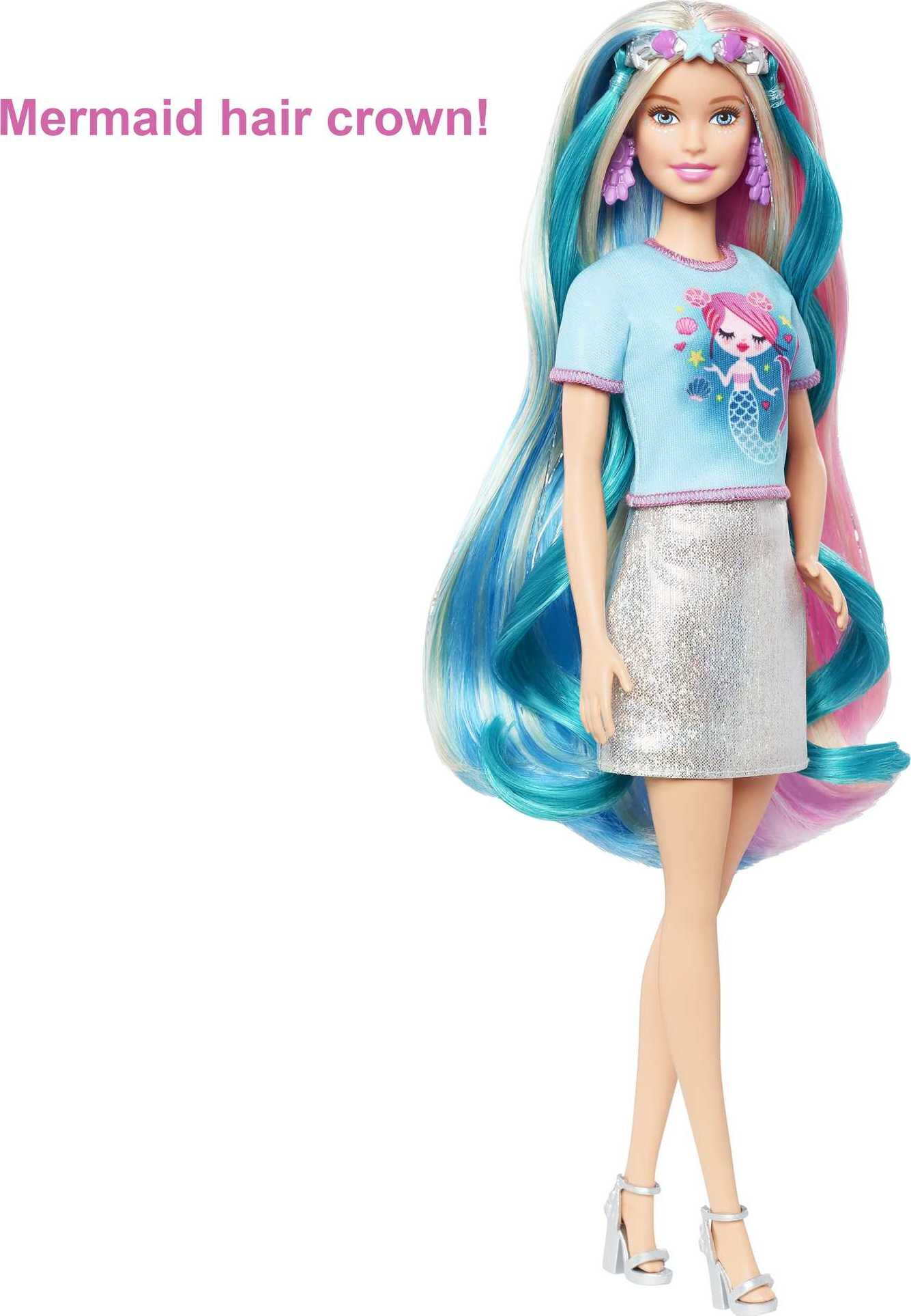 Barbie Fantasy Hair Fashion Doll with Colorful Blonde Hair, Accessories and Clothes - image 3 of 6