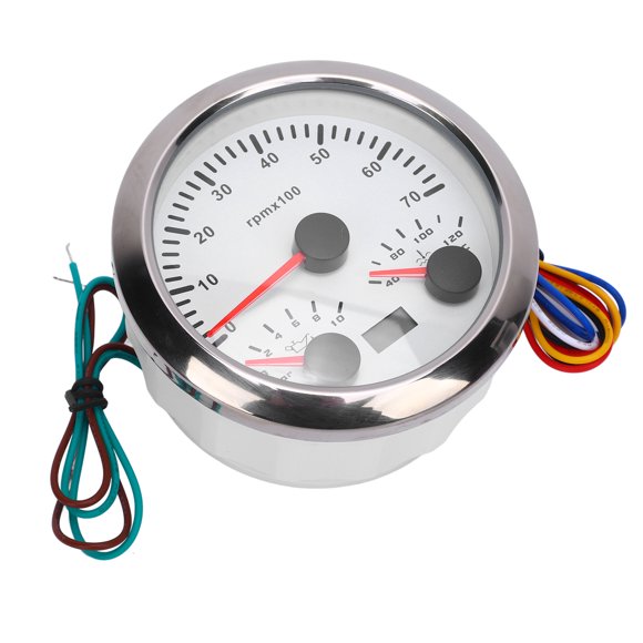 3 In 1 Tachometer, 85mm 7000rpm RPM Gauge 10bar Pressure Gauge, 120 degrees Celsius Temp Gauge with 7 Color Backlight for Truck Tractor Car, Motorhome, Boat