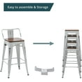 thumbnail image 4 of Andeworld Bar Stools Set of 4 Counter Height Stools Industrial Metal Barstools with Wooden Seats( 30 Inch, Distressed White ), 4 of 9