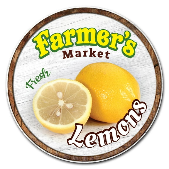 SignMission C-16-CIR-WS-Lemons Corrugated Plastic Sign with Stakes 16 in. Circular - Farmers Market Lemons
