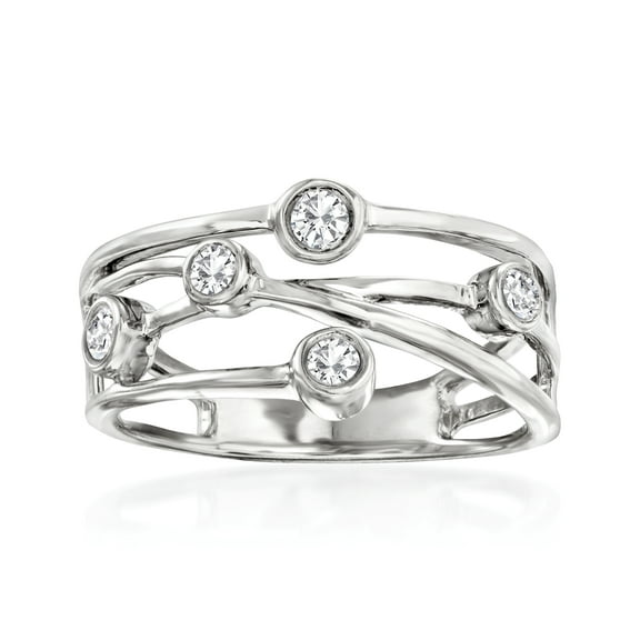Ross-Simons 0.25 ct. t.w. Diamond Crisscross Ring in Sterling Silver, Women's, Adult