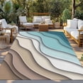 thumbnail image 3 of Outdoor Rug 4x6 ft Teal Brown Beach Coastal Waterproof Outdoor Patio Rug Mat Non Slip Outside Area Rugs Carpet for RV,Camping,Porch,Deck,Pool,Balconybackyard,Abstract Geometric Ocean Waves, 3 of 9