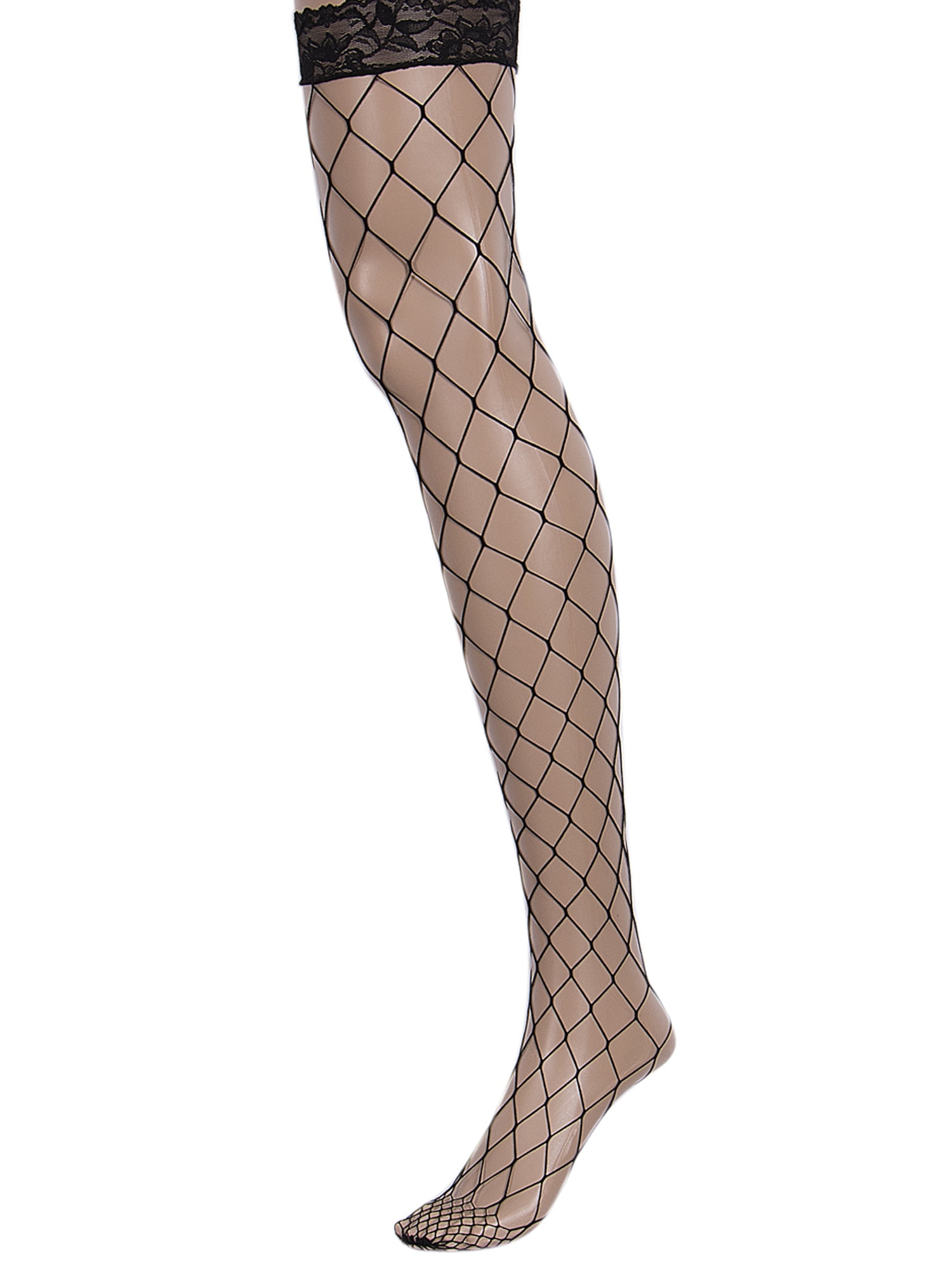 Ayliss Women Black Fishnet Knee High Socks Elastic Hollow Out Dress Trouser Mesh Net Tight Stocking for Mini Skirt