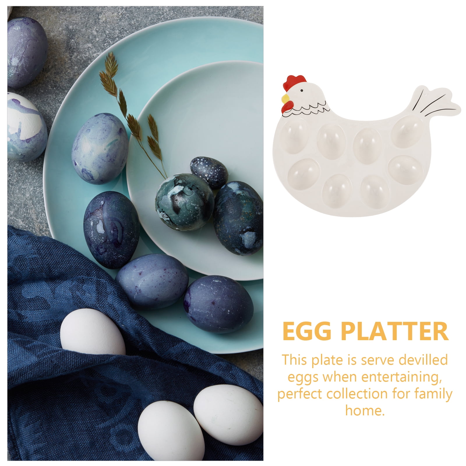 Easter Egg Tray Eggs Holder Deviled Container Platter Ceramic Dish Trays for Party