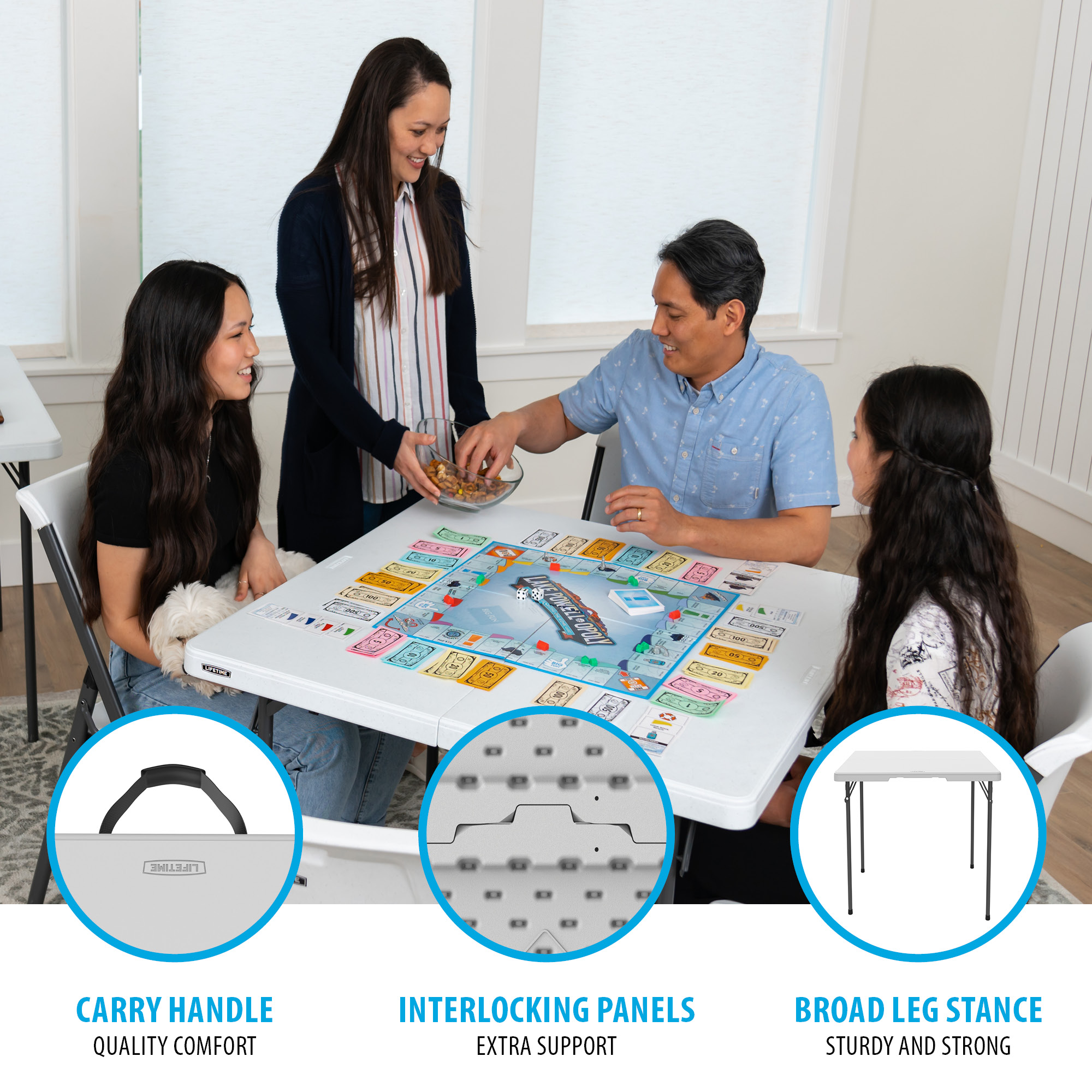 Lifetime 37 in. Square Fold-in-Half Table, White photo 6