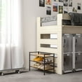 thumbnail image 4 of Seville Classics Sturdy Freestanding Storage Shelf for Bedroom, Closet, Entryway, Dorm Room Organizer, Stackable Metal 3-Tier 2" Resin Slat Shoe Rack, Light Oak, 4 of 10
