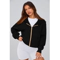thumbnail image 3 of Sudadera con Capucha PRETTYGARDEN para Mujer con Cierre, Forro Polar, Negra, Talla Grande, 3 of 8