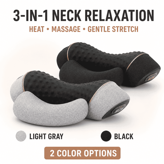 3-in-1 Heated Neck Stretcher and Massager, Cervical Traction Pillow with Heat, Massage and Gentle Stretching for Neck Relaxation