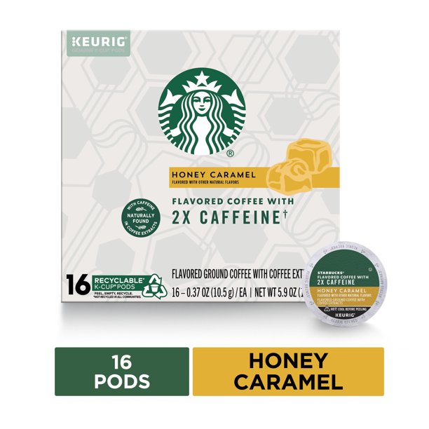 Starbucks Flavored KCup Coffee Pods with 2X Caffeine — Honey Caramel