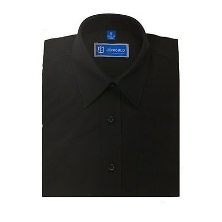 JB World Little Boys Black Short Sleeve Button Front Uniform Dress Shirt