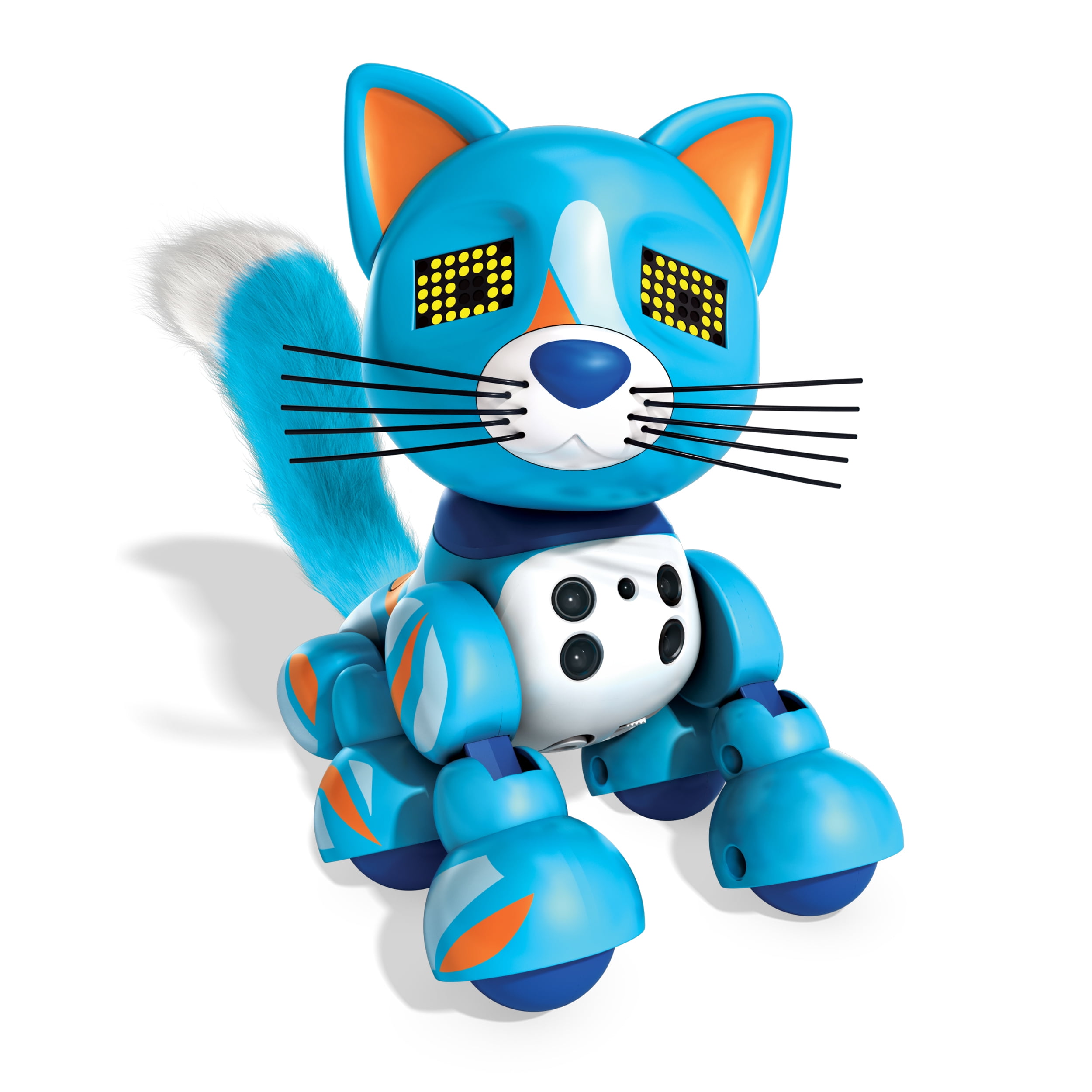 White Robotic  9"Tall with tail Spin Master Zoomer Interactive Kitty-Kat Black